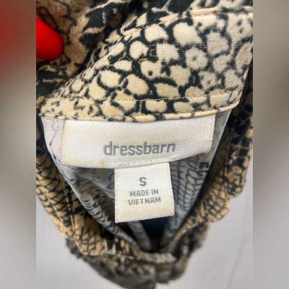 Blouse Top Snakeskin Pattern Small Stretch Ruffle Short Sleeve - Picture 9 of 11